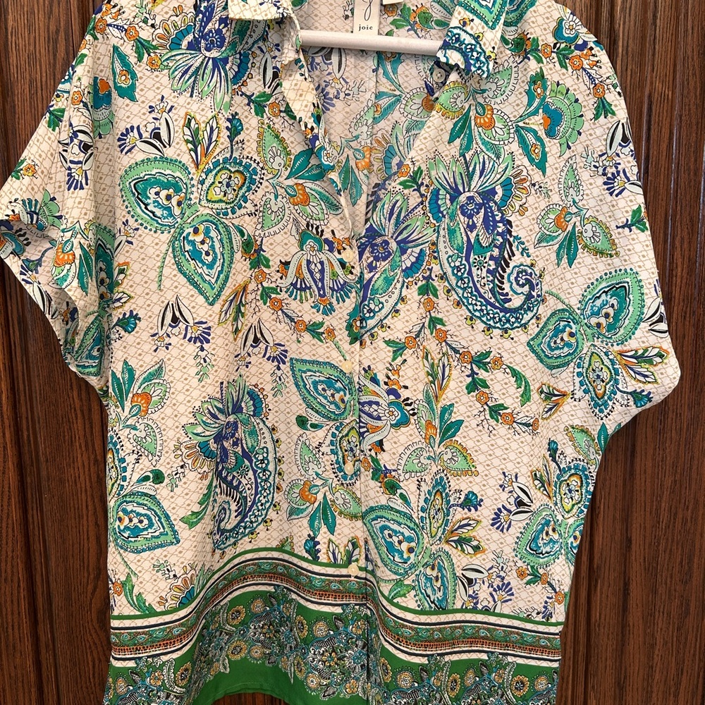 Joie 100% silk Floral Paisley Button-Up blouse